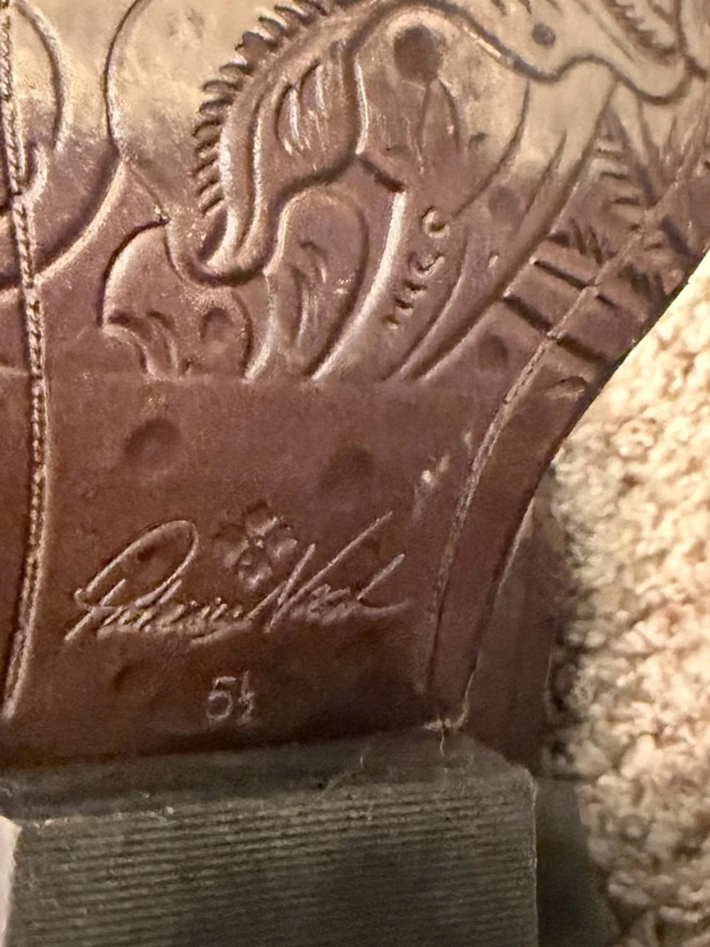 Patricia Nash Tooled Leather Pointed Toe Mules, Brown/Turquoise, Size 5.5 - Picture 9 of 9